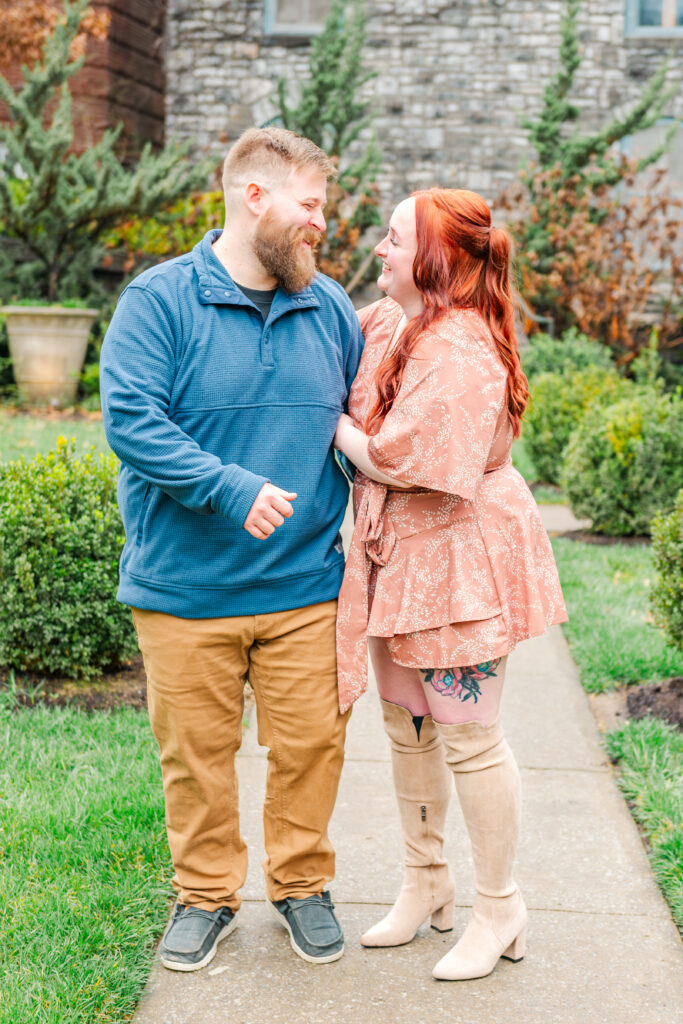 castle and key engagement session while having fun